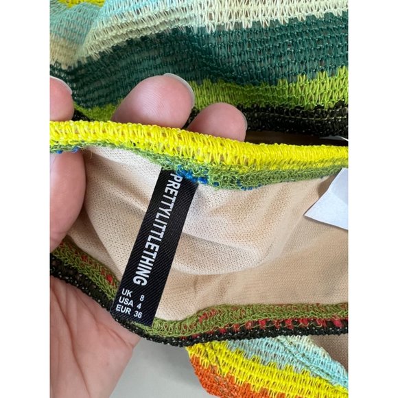 Prettylittlething Multi Stripe Halterneck Bikini crochet knit 4 - Picture 11 of 13
